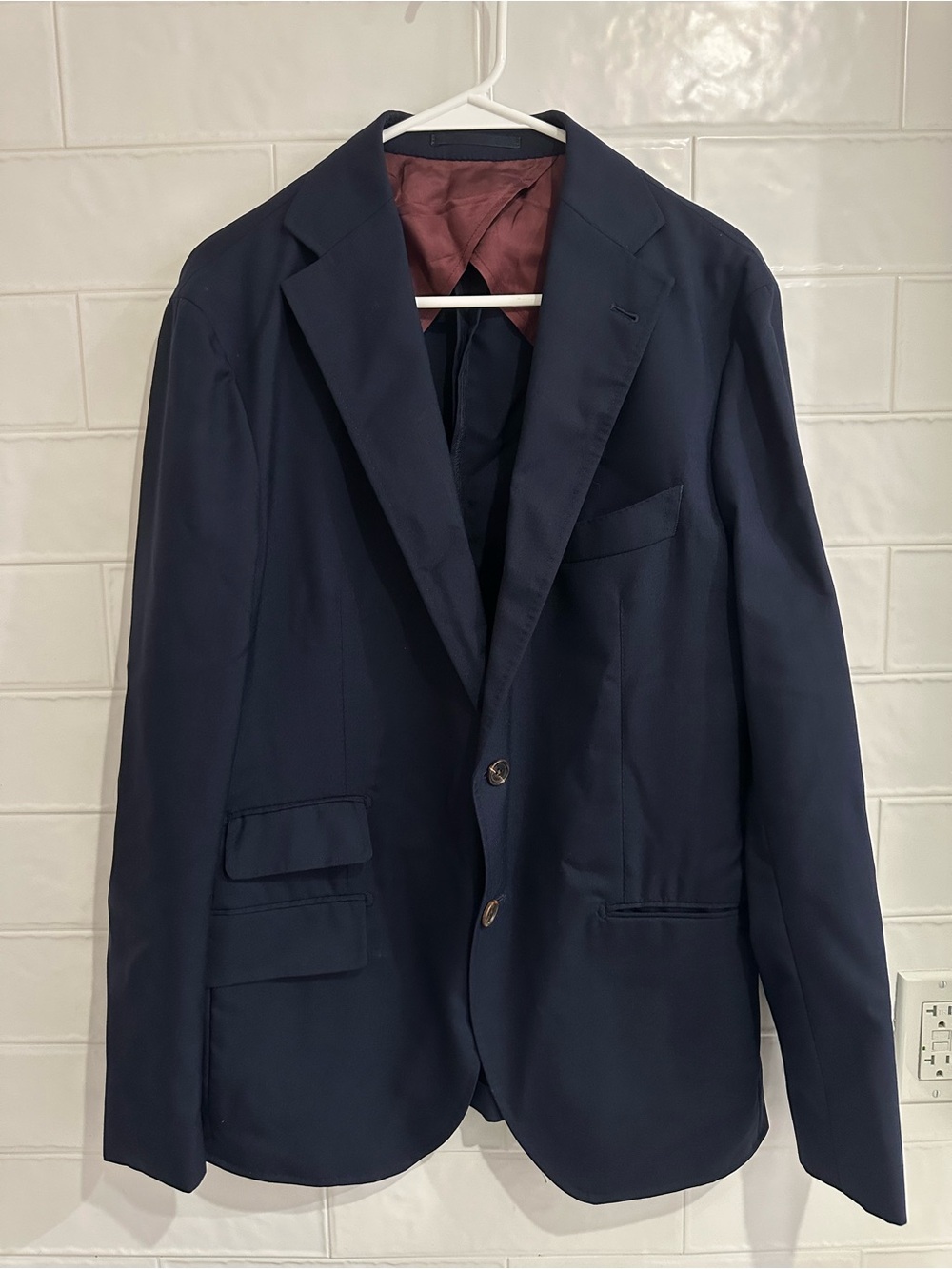 Proper Cloth VBC Navy Blue Wool Custom Jacket Suit Blazer Size 42R